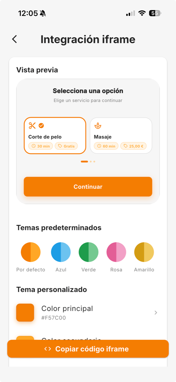 Bookniapp iFrame widget embedded on a business website